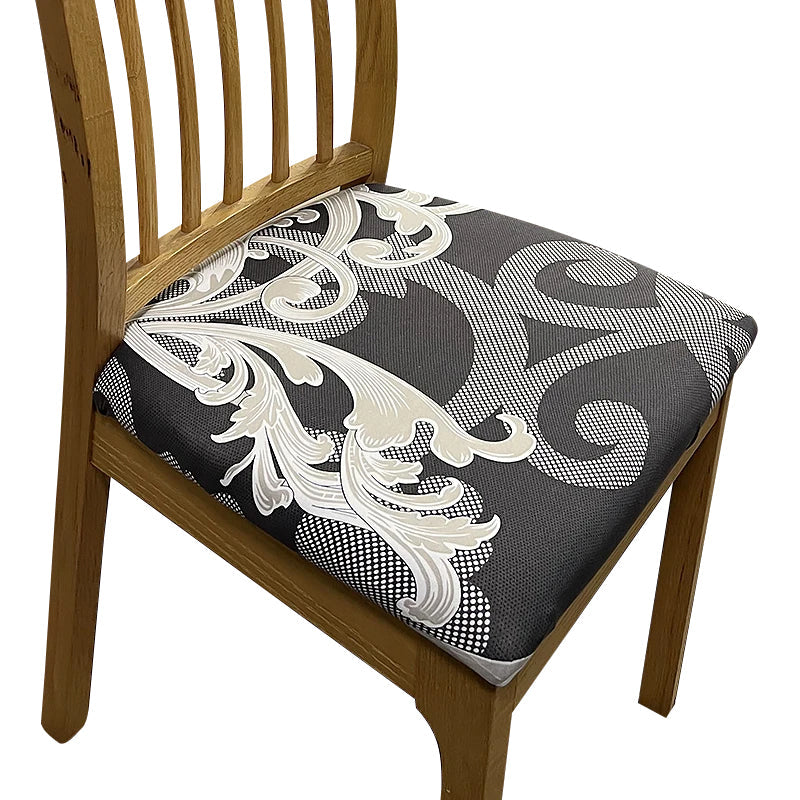 Chair Cover Dark Grey Petal Print Stretch Seat For Dinning Kitchen Slipcovers
