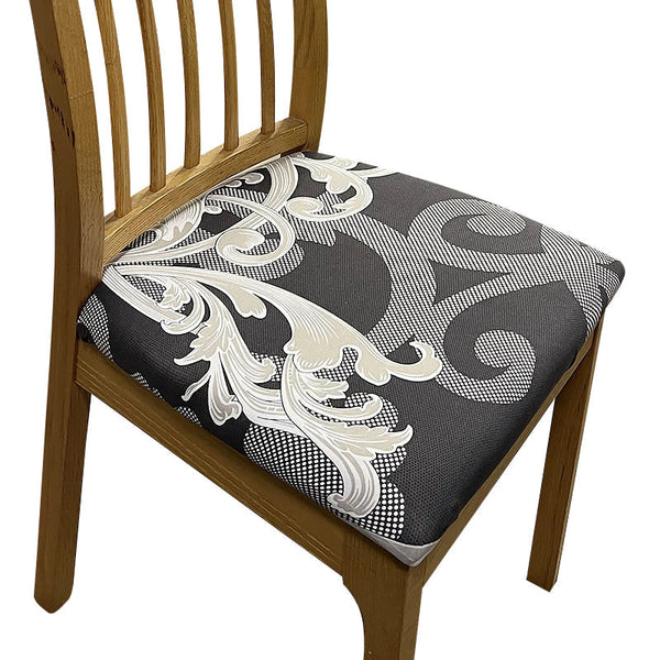 Chair Cover Dark Grey Petal Print Stretch Seat For Dinning Kitchen Slipcovers