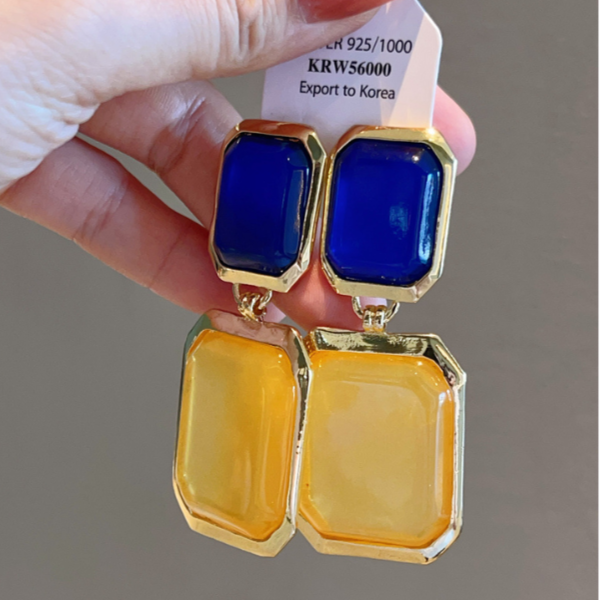 Veile Studios Geometric Resin Large Contrasting Colours Personality Trend Design Earrings