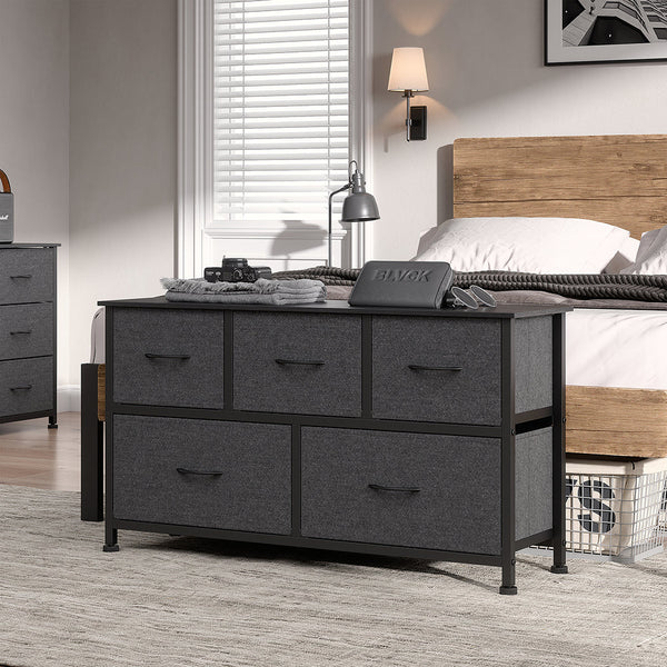 Levede Chest Of 5 Drawers Storage Cabinet Dark Grey Modern Home Organization Cabinets & Cupboards