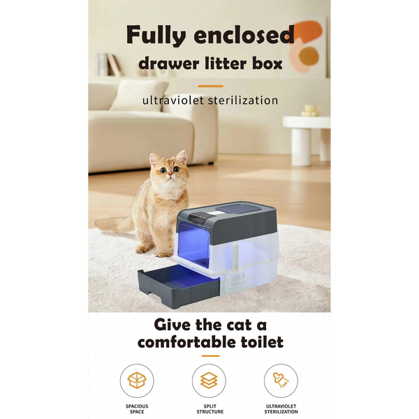 Elosung Automatic Uv Sterilizing Box Enclosed Design Odor Control And Germicidal Technology Cat Litter