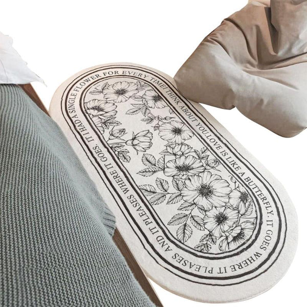 Imitation Cashmere Oval Bed Front Mat Light Luxury Ins Style Carpet Door Mats & Floor Mats