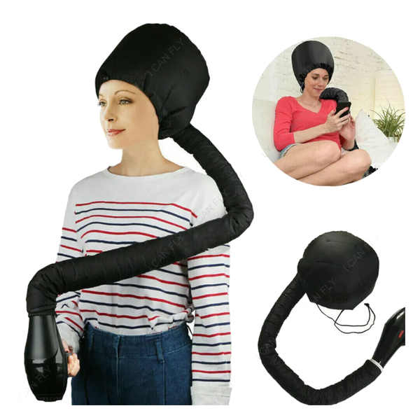 Elosung 2 Pcs Black Portable Hair Dryer Bonnet Cap Heated Care For Drying Styling And Conditioning With Warm Air Hair Dryers