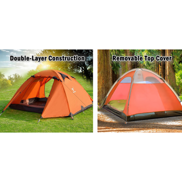 2 Person Outdoor Lightweight Cycling Hiking Backpacking Camping Waterproof Tent Orange Tents