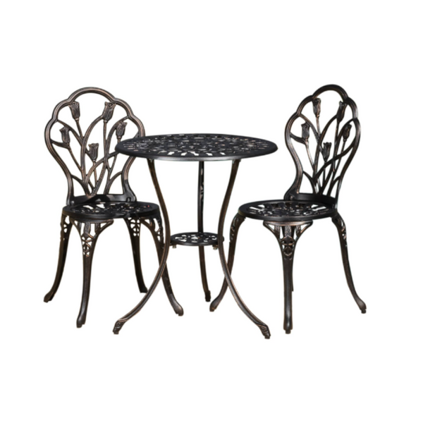 2 Seater Dominique Cast Aluminium Bistro Set Patio Chairs
