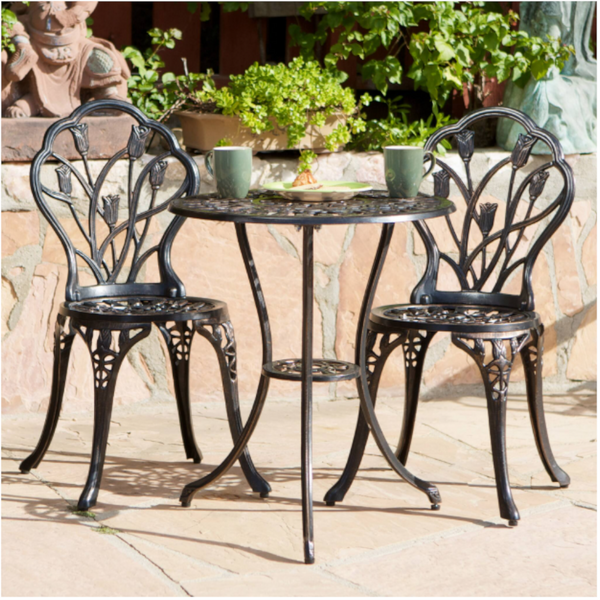 2 Seater Dominique Cast Aluminium Bistro Set Patio Chairs