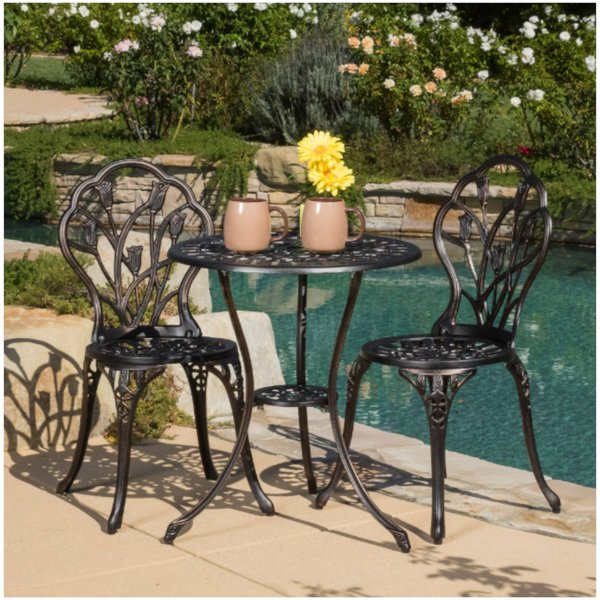 2 Seater Dominique Cast Aluminium Bistro Set Patio Chairs