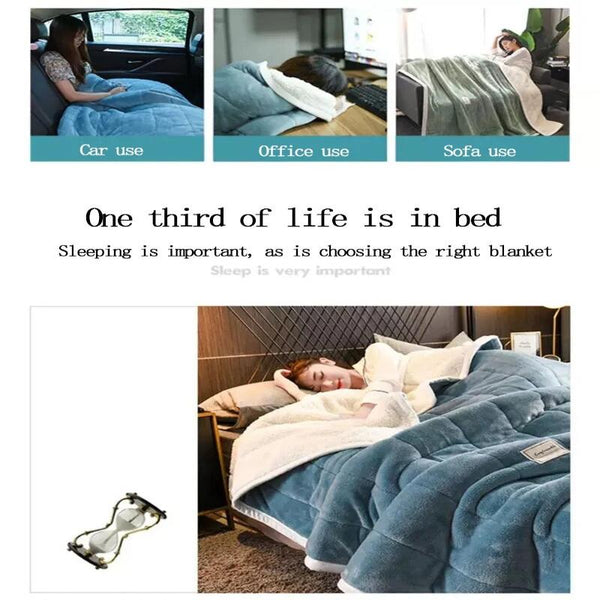 Dark Brown Fleece Blanket Autumn Winter Warm 3 Layers Thicken Flannel 150X200cm Blankets