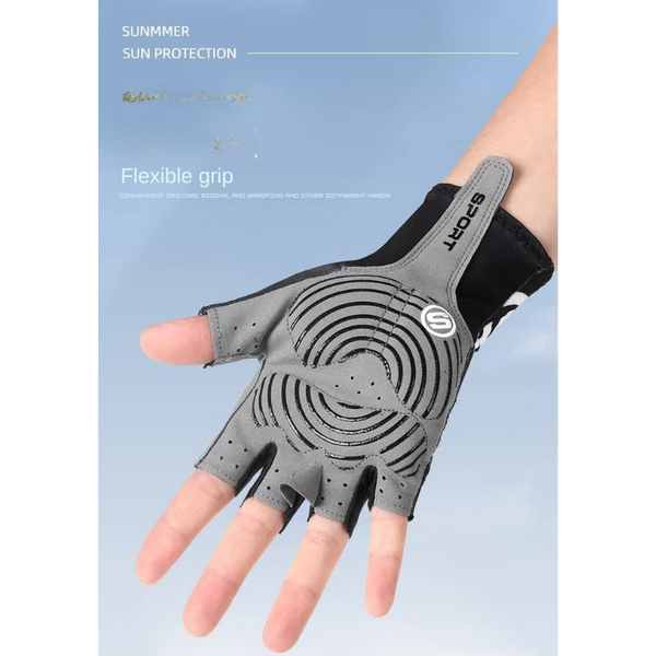 Gloves Elosung Blue Breathable Half Finger Cycling Anti Slip Shockproof And Durable For Men & Women