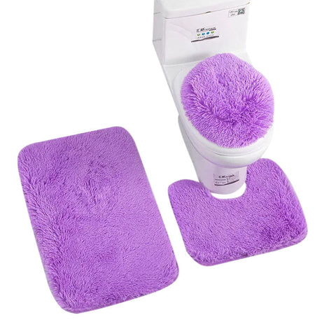 Bath Mat Set Purple Bathroom Silk Tie Dye Non Slip Rug Toilet Lid Cover Bath Mats Rugs & Toilet Covers