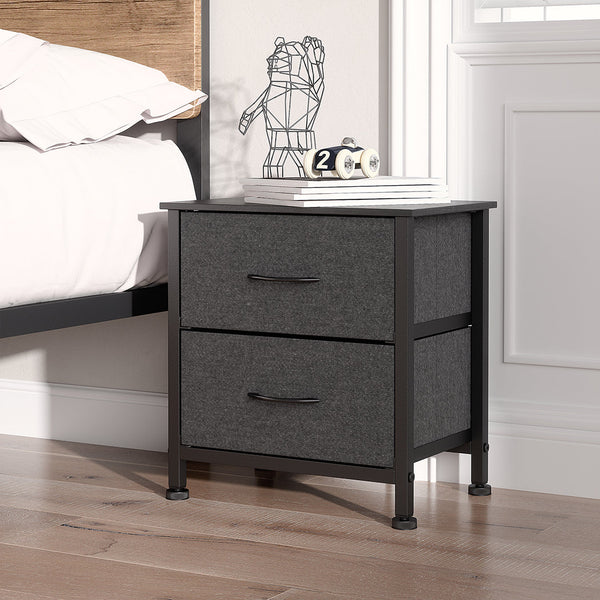 Levede Storage Cabinet Chest Of 2 Drawers Dark Grey Cabinets & Cupboards