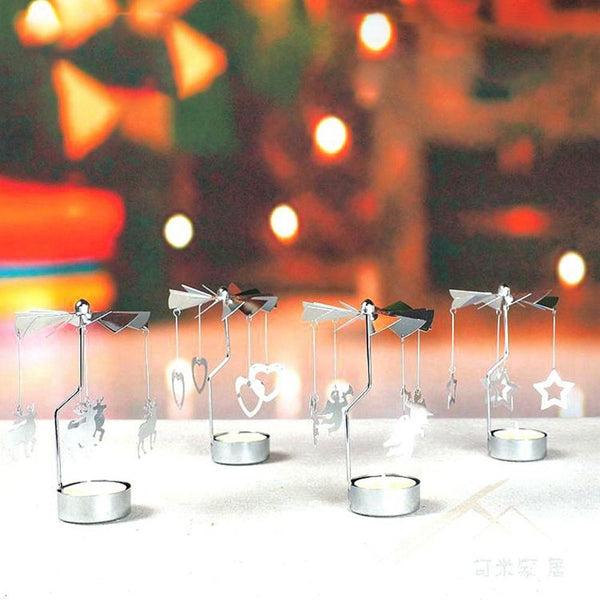 Rotating Metal Tealight Candle Holder Christmas Table Decor Candle Holders & Accessories