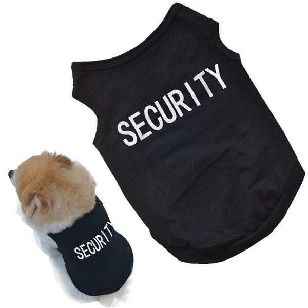 Black Printed Dog �Security� T Shirt Clothes