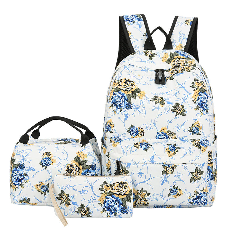 Floral Bags Schoolbag Backpack Lunch Wallets Medium Capacity Oxford Backpacks