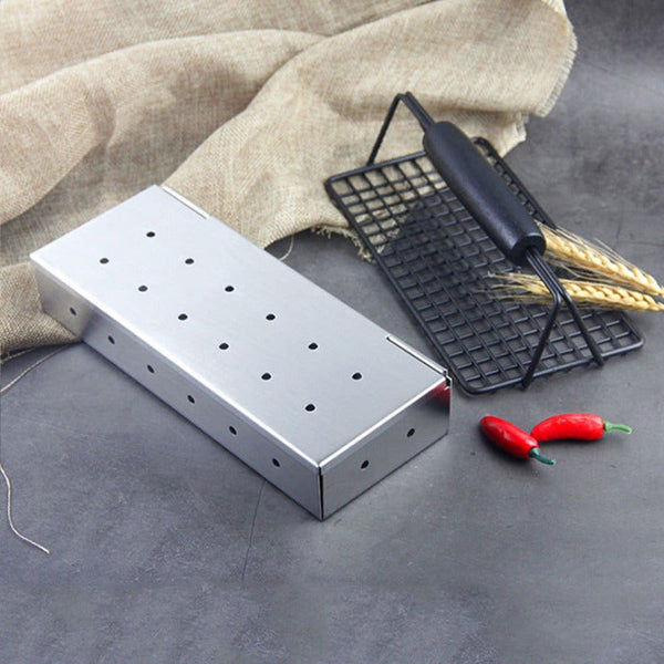 8.8 Inch Stainless Steel Wood Chips Box Outdoor Camping Traveling Bbq Accessories