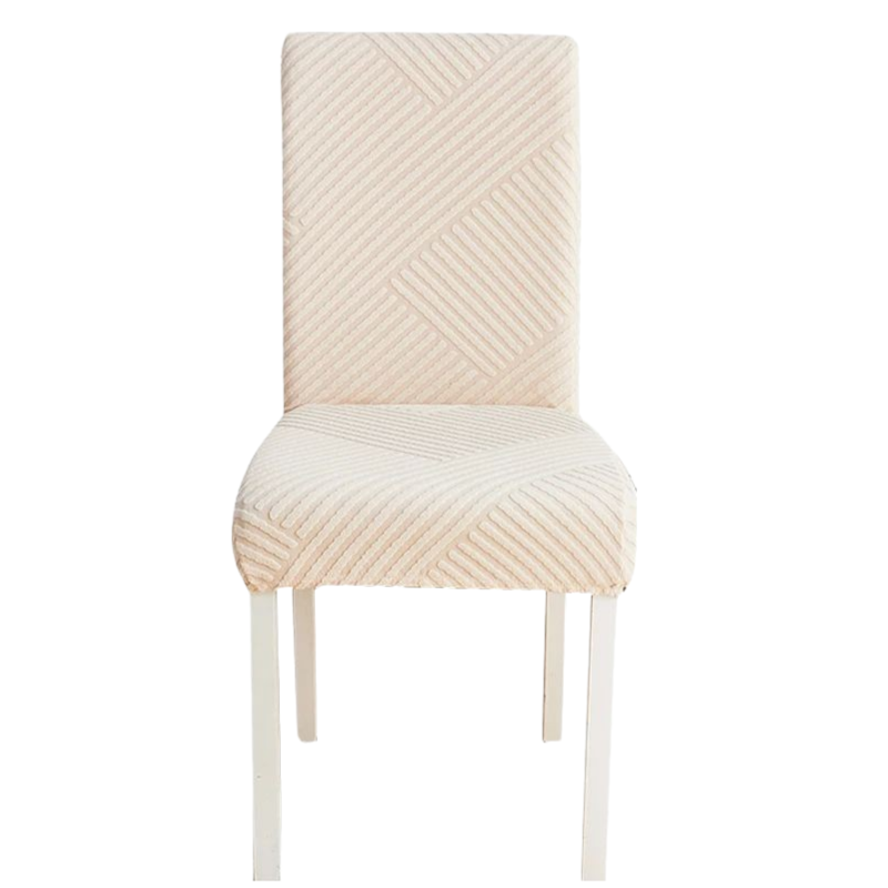 Beige Knitted Lines Chair Cover Anti Dirt Elastic Material For Dining Room Kitchen Slipcovers