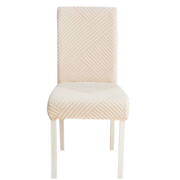 Beige Knitted Lines Chair Cover Anti Dirt Elastic Material For Dining Room Kitchen Slipcovers