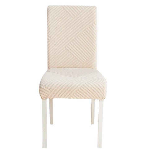 Beige Knitted Lines Chair Cover Anti Dirt Elastic Material For Dining Room Kitchen Slipcovers