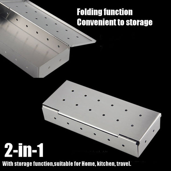 8.8 Inch Stainless Steel Wood Chips Box Outdoor Camping Traveling Bbq Accessories Barbecue Accessories