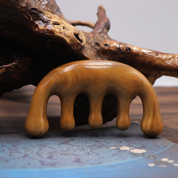 Natural Wood Wide Tooth Scraping Scalp Massage Comb Handheld No Static Head Tool Massagers