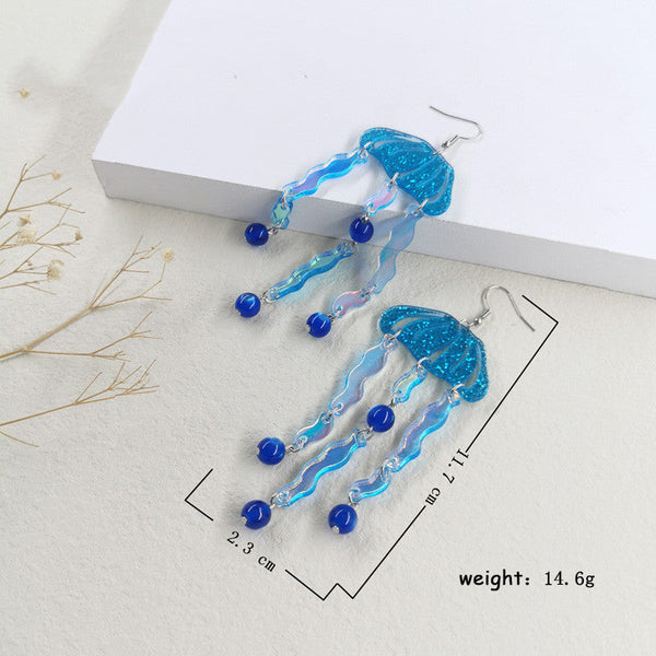 Ins Creative New Personalized Blue Jellyfish Fantasy Acrylic Earrings