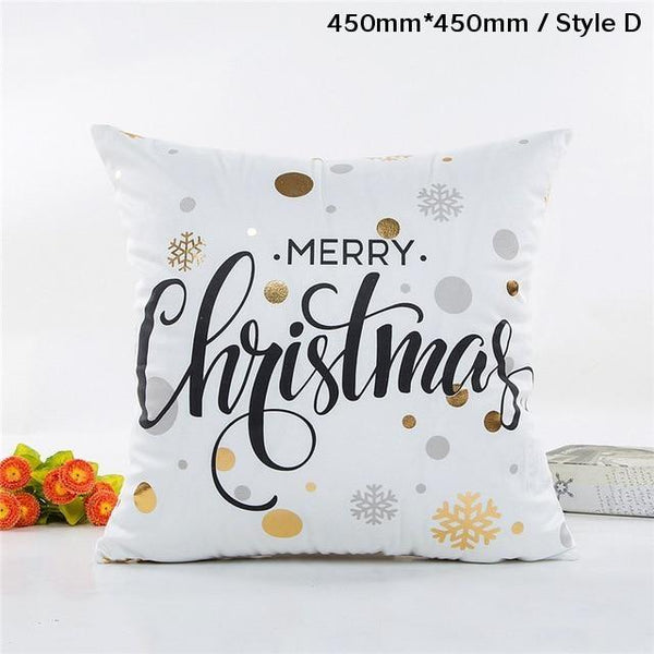 Decorative Gold White Soft Christmas Cushion Covers Cushions & Decorative Pillows