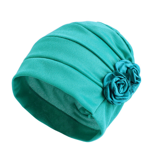 Ethnic Headscarf Chemotherapy Two Flower Headwear For Women Polyester Frosted Scarves & Wraps