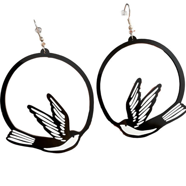 Veile Studios Acrylic Dangle Round Asymmetric Black Animals Drop Jewellery Earrings