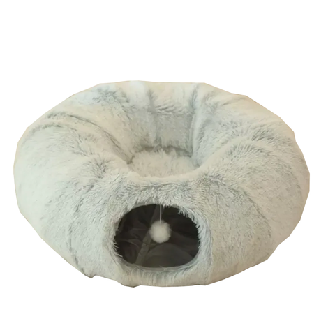 2 In 1 Round Cat Beds House Funny Tunnel Toy Soft Long Plush Dog For Small Dogs Basket Kittens Mat Kennel Deep Sleep