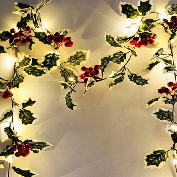 Indoor String Lights 2M 20Led Christmas Berry Garland Battery Powered Seasonal Decorations