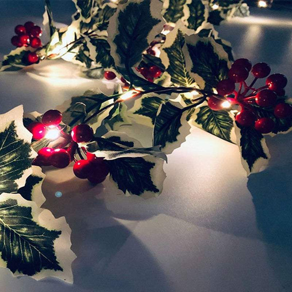 Indoor String Lights 2M 20Led Christmas Berry Garland Battery Powered Seasonal Decorations