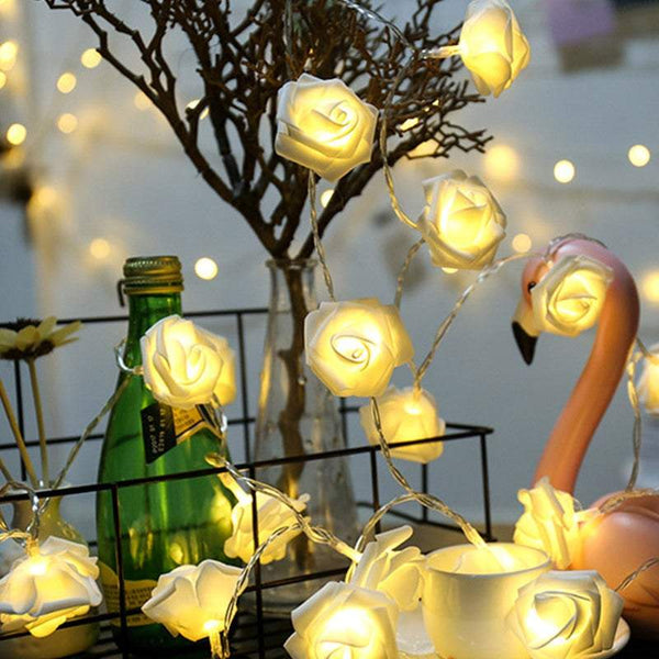 Indoor 2M 20Leds Rose Flower Fairy Waterproof Battery Operated Home Decor String Lights