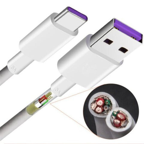 2M 5A Usb Type C Super Fast Charge Cable For Huawei P30 Pro / Mate 20 White Cables & Adapters