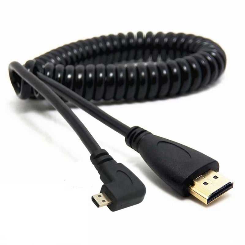 2M Hdmi Compatible To Right Left Angle Micro Male Stretch Spring Curl Flexible Cable V1.4 Dslr Video Cables & Adapters