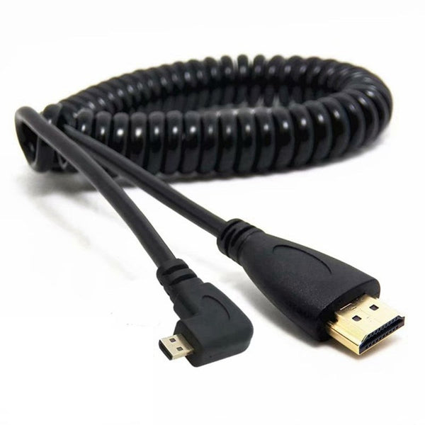 2M Hdmi Compatible To Right Left Angle Micro Male Stretch Spring Curl Flexible Cable V1.4 Dslr Video Cables & Adapters