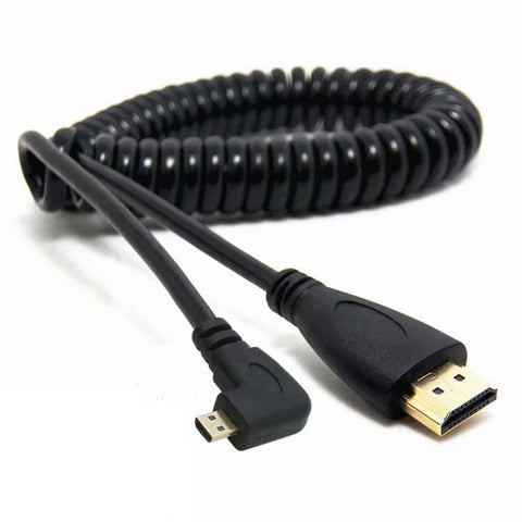 2M Hdmi Compatible To Right Left Angle Micro Male Stretch Spring Curl Flexible Cable V1.4 Dslr Video Cables & Adapters