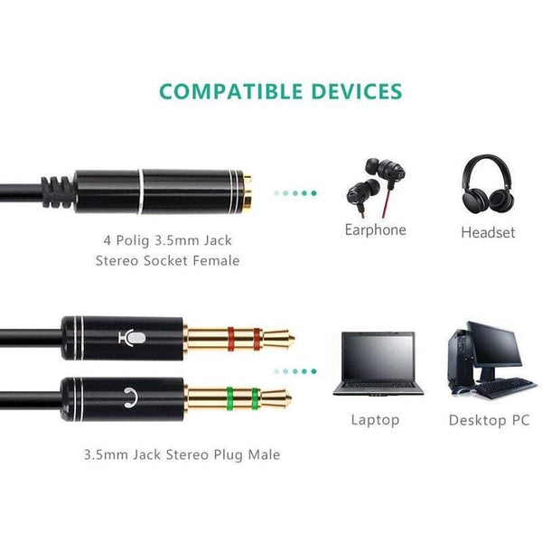 Audio Video Cables 3.5Mm Headphone Microphone Splitter Adapter