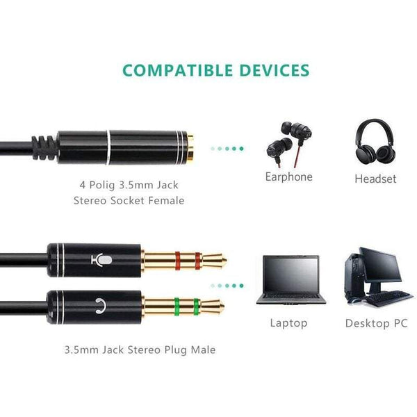 Audio Video Cables 3.5Mm Headphone Microphone Splitter Adapter Cables & Adapters