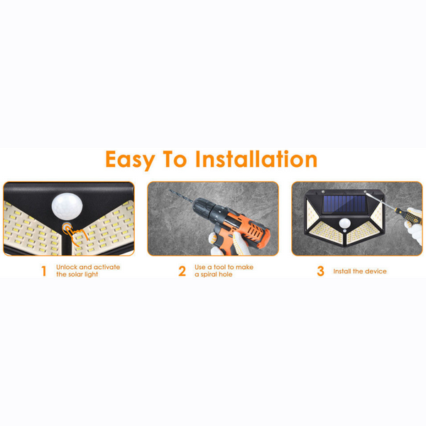 100 Waterproof Led Motion Sensor Solar Security Lights Outdoor (2Pack) Security & Floodlights