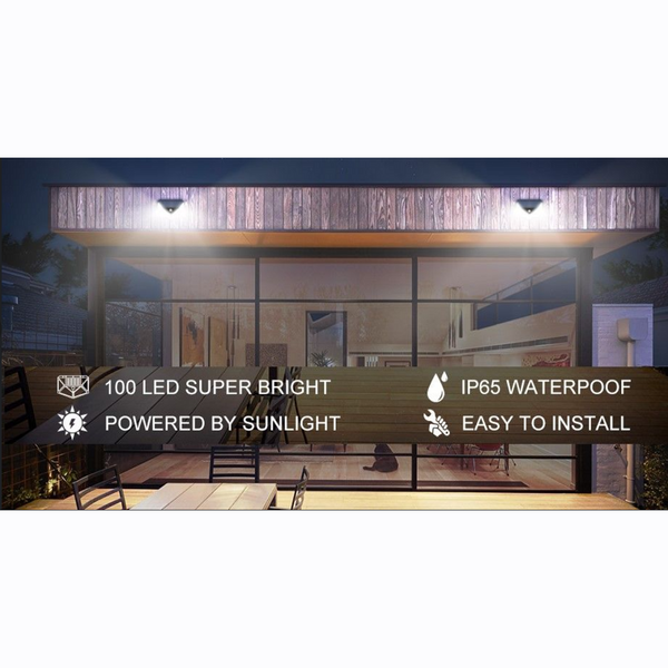 100 Waterproof Led Motion Sensor Solar Security Lights Outdoor (2Pack) Security & Floodlights
