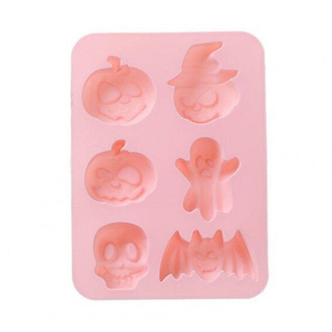 2Pc Halloween Pumpkin Skull Ghost Shape Silicone Moulds Baking Cake Soap Pink