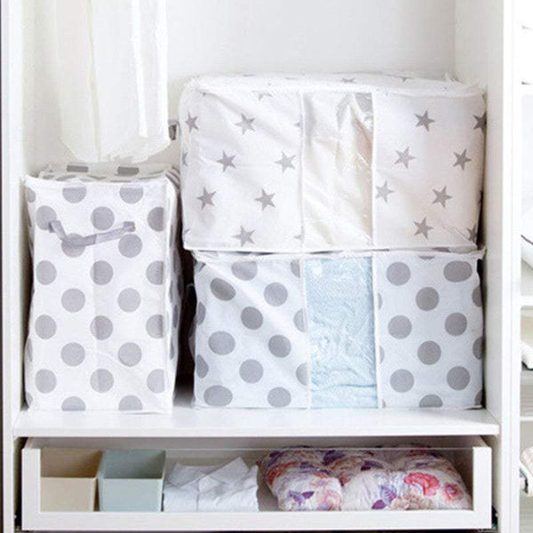 Woven Fabric Quilt Blanket Storage Bag Foldable Zipper Box Organisation Storage Boxes