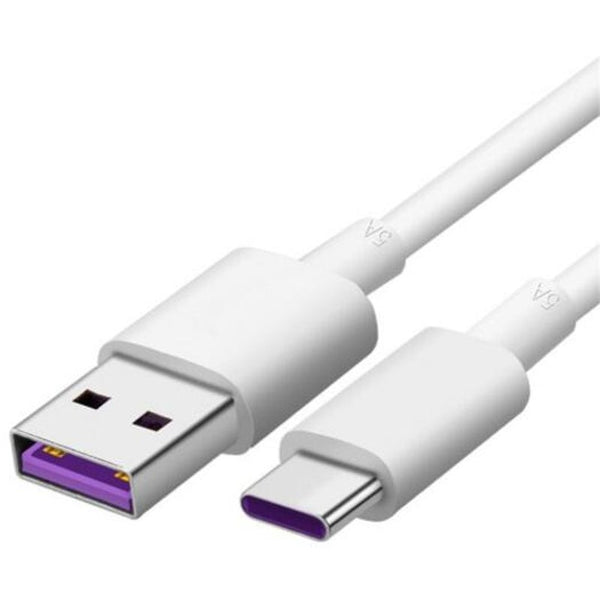 2Pcs 2M 5A Usb Type C Super Fast Charging Cable For Huawei P20 Pro / P10 P9 White Cables & Adapters