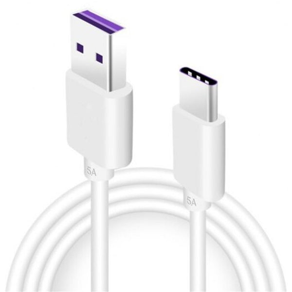 2Pcs 2M 5A Usb Type C Super Fast Charging Cable For Huawei P20 Pro / P10 P9 White Cables & Adapters