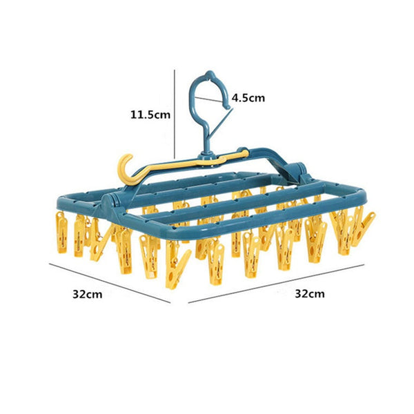 Clothes Hangers 32 Clips Foldable Clothes Drying Rack Windproof Laundry Dryer Hanger