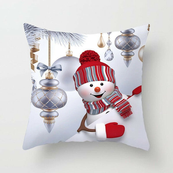 45X45cm Christmas Decorative Snowman Polyester Cushion Pillowcase Cover