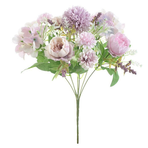 9 Heads 4 Buds Peony Artificial Flower Bouquet Floral Decor Light Purple