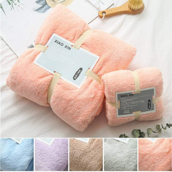 Towels 2Pcs Bath Soft Coral Velvet Set Towels & Washcloths