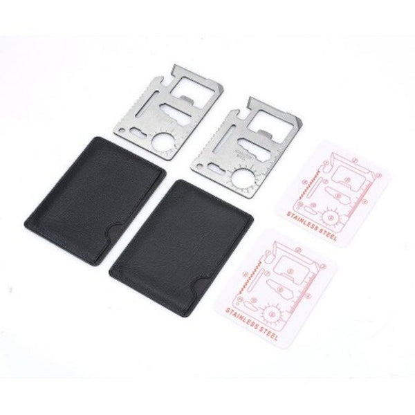Card Style Stainless Steel Multifunctional Tool Survival Pocket Silver