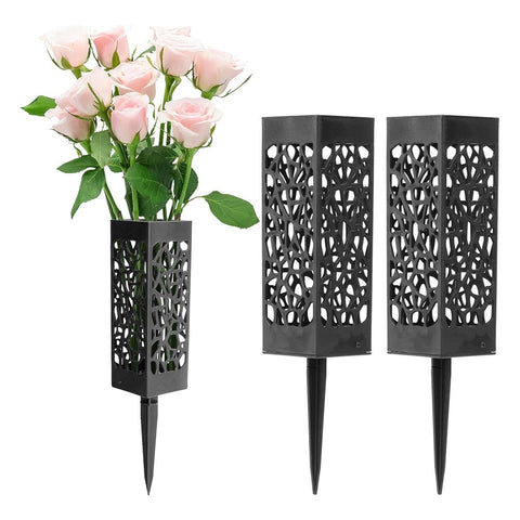 2/4Pcs Cemetery Vases Hollow With Ground Spikes For Gravestone Gravesite Garden Outdoor